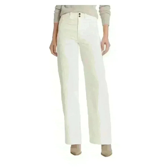 FAHERTY White Relaxed Fit Stretch Corduroy Flare Leg Pants Women Size 27 New - Picture 1 of 13